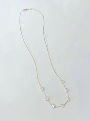 Adjustable Steps Necklace with  Freshwater Heart Pearls