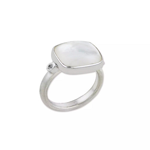 MOONDANCE Ring - Crystal Quartz & MOP Doublet