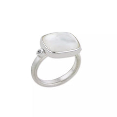 MOONDANCE Ring - Crystal Quartz & MOP Doublet