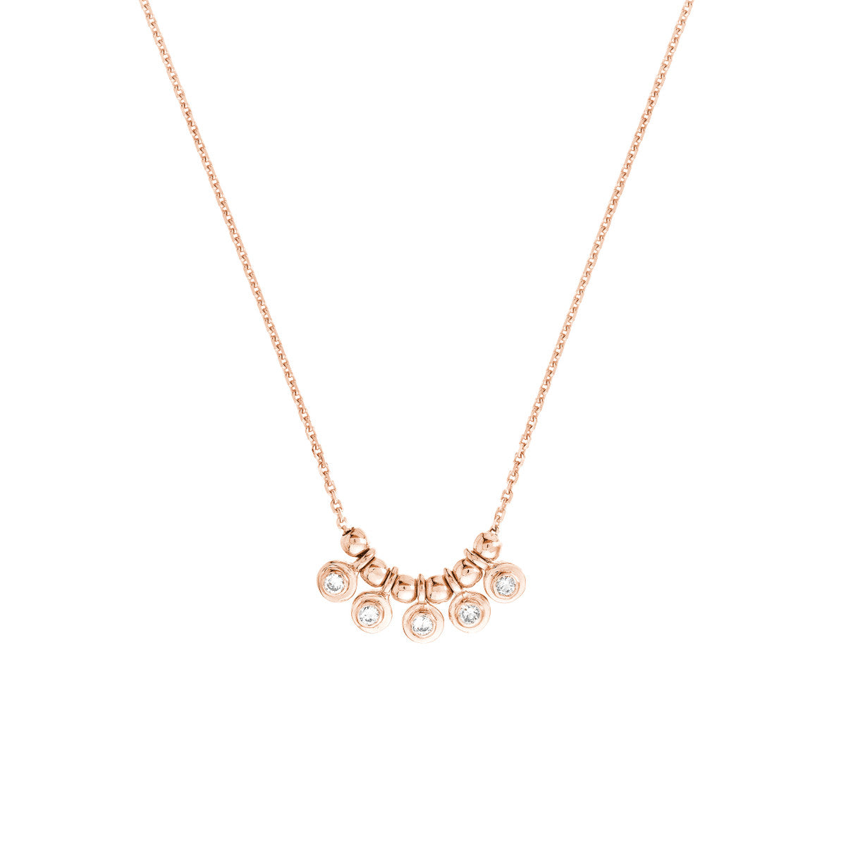 Mini Diamond Bezel and Bead Necklace