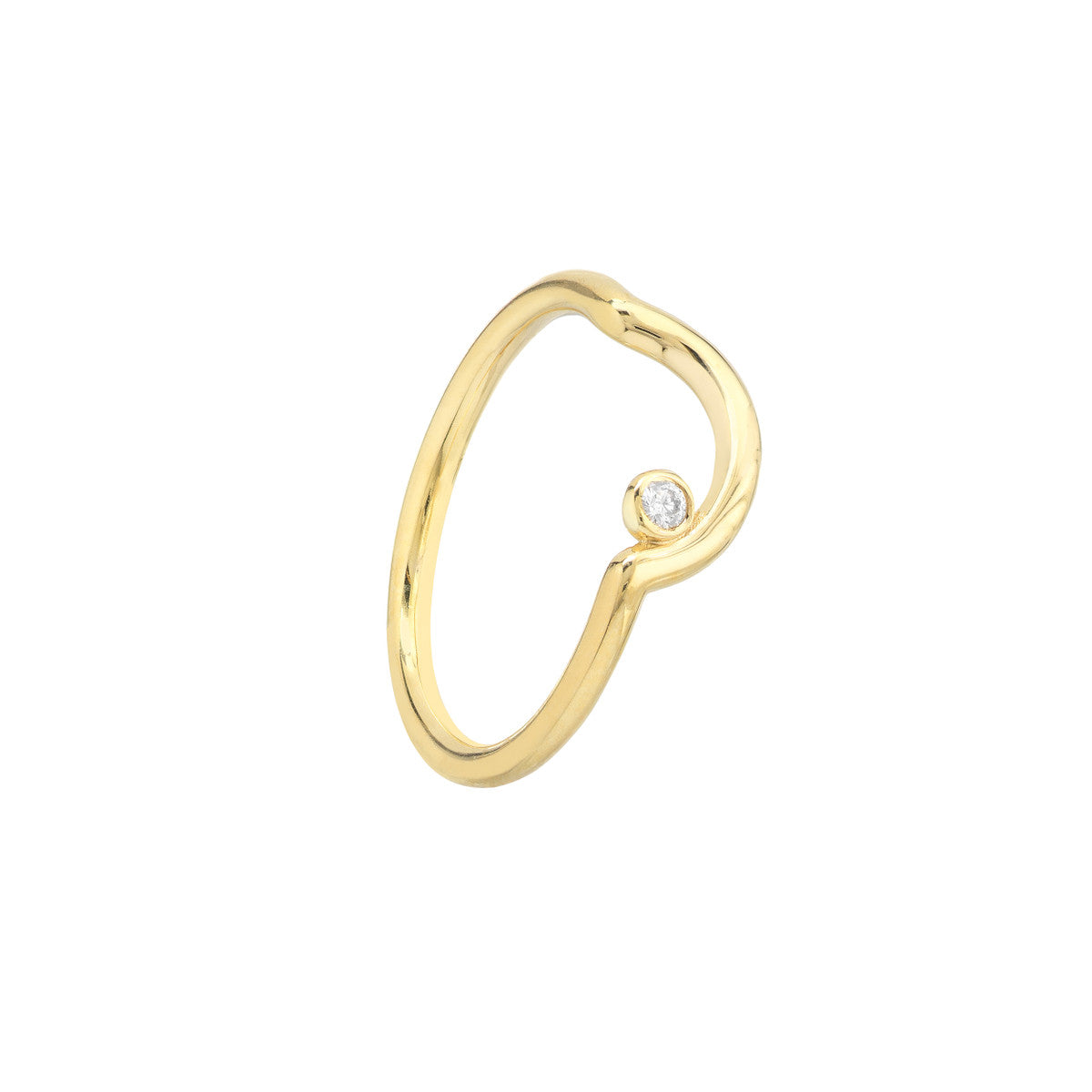 Diamond Bezel Curved Ring