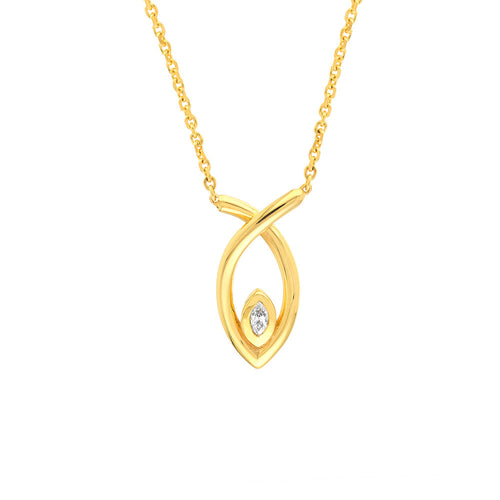 Open Marquise Necklace with Diamond Accent