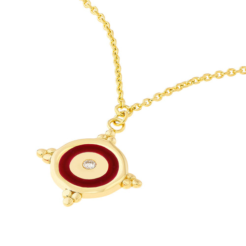 Red Enamel Nautical Medallion Necklace