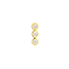 1/15 CTW Diamond Bezel Trio Stud Earrings in 14K Yellow Gold