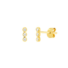 1/15 CTW Diamond Bezel Trio Stud Earrings in 14K Yellow Gold