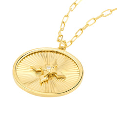 Textured Cross Medallion Necklace with Diamond