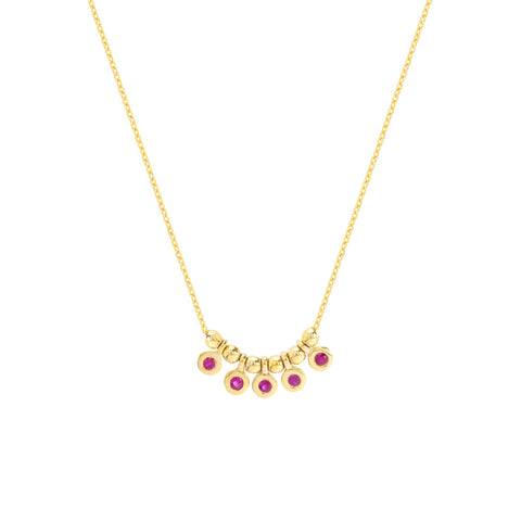 14K Curb Chain Necklace with Ruby