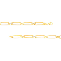 Pave Diamond Accented Paper Clip Chain Bracelet
