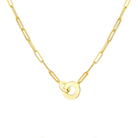 14K Gold Pierced Heart Dog Tag Pendant Necklace
