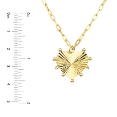 Bead-Trim Fluted Heart Medallion Necklace