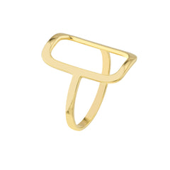 14K Gold Rectangular Frame Polished Ring