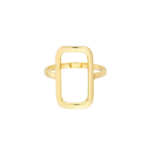 14K Gold Rectangular Frame Polished Ring