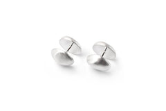 Modern Sterling Silver Oval Dome Shape Cuff Links