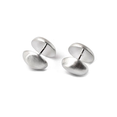 Modern Sterling Silver Oval Dome Shape Cuff Links