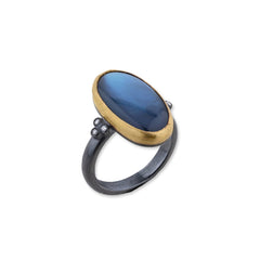 24K Gold & Oxidized Silver MARE NOSTRUM Ring, Diamonds