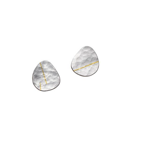 Liquid Gold Drop and Ball Stud Sterling Silver Earrings
