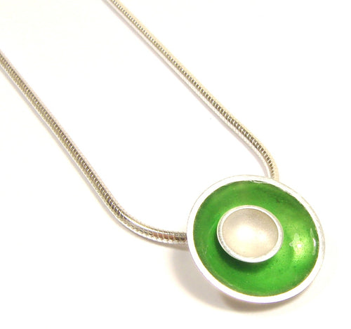 Large Enamel and Silver Target Necklace - Outer Enamel