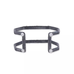 Octagon White Sapphire Cuff | Oxidized Silver