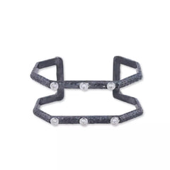 Octagon White Sapphire Cuff | Oxidized Silver