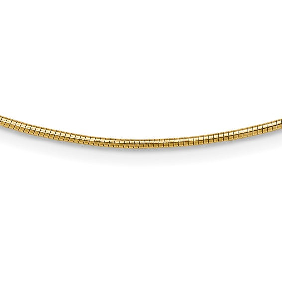 14K Gold 1.4mm Round Omega Chain with Lobster Clasp Chain  #OM2