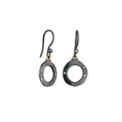 Orion Diamond Earrings | Oxidized Silver & Gold