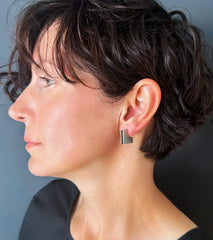 Otte2 Concrete Stud Earrings | Diamond Dust & Black Concrete