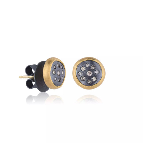 Pomegranate Yellow Gold Bezel Stud Earrings