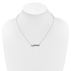14K White Gold Sapphire Diamond Bar Necklace