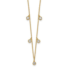 14k Gold Natural Diamond 5-Station Necklace
