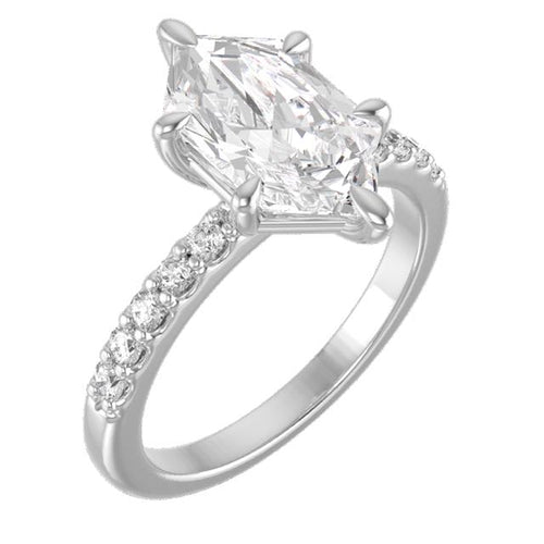 2.14 CT Dutch Marquise Lab Grown Diamond Platinum Accent Diamond Ring Mounting - Custom