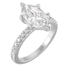 2.14 CT Dutch Marquise Lab Grown Diamond Platinum Accent Diamond Ring Mounting - Custom