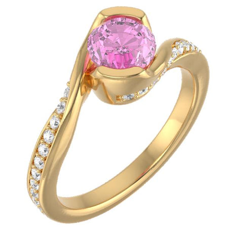 14K Yellow Gold Bezel-set Garnet Textured Ring