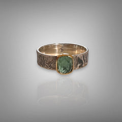 Indicolite Tourmaline Ring | 22K Gold & Silver