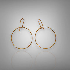 Hammered Gold Hoop Drop Earrings