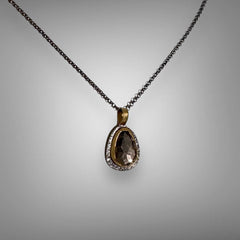 Rose Cut Smoky Quartz Necklace in Gold & Silver