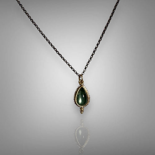 Ocean Green Tourmaline Drop Necklace in Gold & Silver