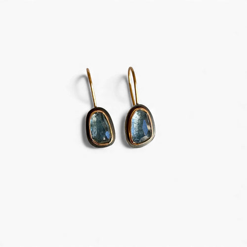 Aquamarine Gold Earrings | 22K & 18K Artisan Design