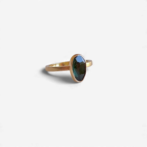 Blue Tourmaline Gold Ring | Recycled 18K Rose Cut