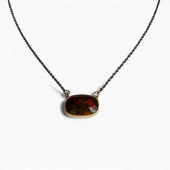 Smoky Opal Necklace | 22K Gold & Oxidized Silver