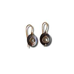 Grey Diamond Earrings | Rose Cut 18K Gold Artisan