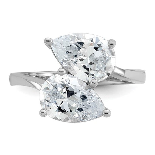 Sterling Silver Double Pear CZ Ring