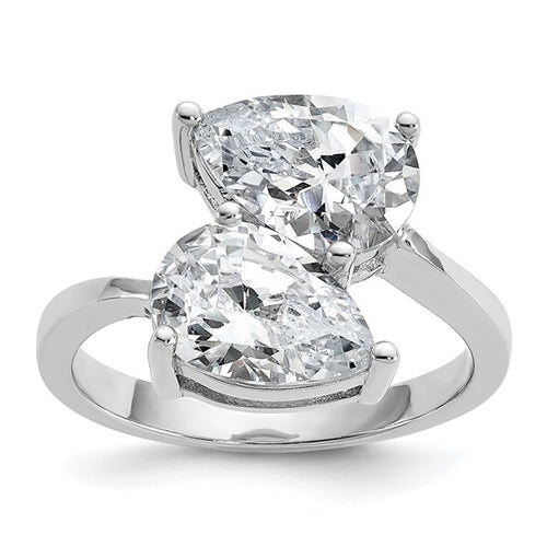 Sterling Silver Double Pear CZ Ring