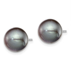 9 - 10 mm Black Freshwater Cultured Round Pearl Stud Earring