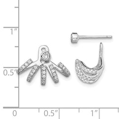 Sterling Silver CZ Front & Back Dangle Earrings
