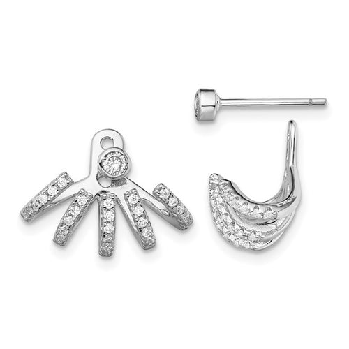 Sterling Silver CZ Front & Back Dangle Earrings