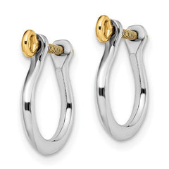 De-Ani Sterling Silver Shackle Drop Earrings with 14K Screw