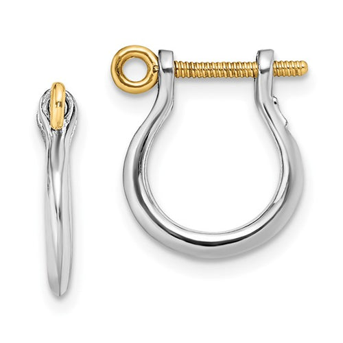 De-Ani Sterling Silver Shackle Drop Earrings with 14K Screw