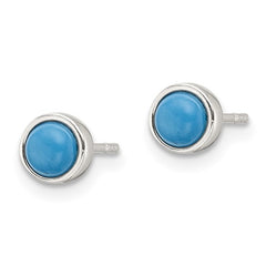 Sterling Silver Round Turquoise Post Earrings