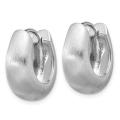Sterling Silver Brushed Hinged Hoop Earrings | Rhodium-Plated