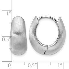 Sterling Silver Brushed Hinged Hoop Earrings | Rhodium-Plated
